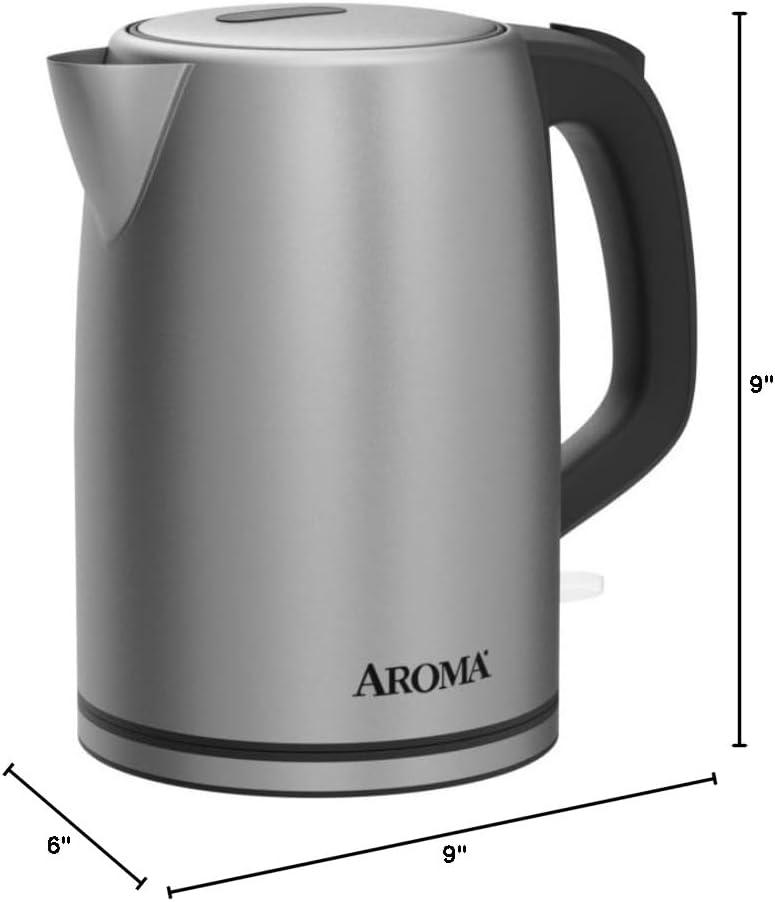 imageAroma Housewares AROMA 17L  7Cup Stainless Steel Electric Kettle with Cordless Pouring Automatic Keep Warm Mode Powerful ampamp Quick 1750 Wattage AWK1402SB