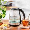 imageAROMA 12L  5Cup Glass Electric Kettle with Cordless Pouring TriggerRelease Lid Automatic Shutoff Black AWK151BTransparent Glass