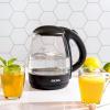 imageAROMA 12L  5Cup Glass Electric Kettle with Cordless Pouring TriggerRelease Lid Automatic Shutoff Black AWK151BTransparent Glass