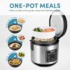 imageAROMA Digital Rice Cooker 4Cup Uncooked  8Cup Cooked Steamer Grain Cooker Multicooker 2 Qt Stainless Steel Exterior ARC914SBDBasic 4 Cup Uncooked  8 Cup Cooked Black