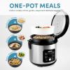 imageAroma Housewares 20 Cup Cooked 10 cup uncooked Digital Rice Cooker Slow Cooker Food Steamer SS Exterior ARC150SBBlackCoreCoat Ceramic