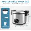 imageAroma Housewares 60Cup Cooked 30Cup UNCOOKED Commercial Rice Cooker Stainless Steel Exterior ARC1130S Silver30Cup UNCOOKED