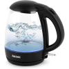 imageAROMA 12L  5Cup Glass Electric Kettle with Cordless Pouring TriggerRelease Lid Automatic Shutoff Black AWK151BTransparent Glass