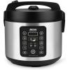 imageAroma Housewares 20 Cup Cooked 10 cup uncooked Digital Rice Cooker Slow Cooker Food Steamer SS Exterior ARC150SBBlackSmart Carb