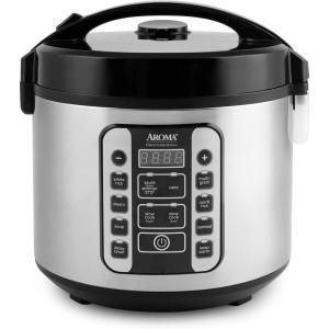 imageAROMA Digital Rice Cooker 4Cup Uncooked  8Cup Cooked Steamer Grain Cooker Multicooker 2 Qt Stainless Steel Exterior ARC914SBD10 Cup Uncooked