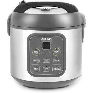 imageAROMA Digital Rice Cooker 4Cup Uncooked  8Cup Cooked Steamer Grain Cooker Multicooker 2 Qt Stainless Steel Exterior ARC914SBDProfessional 4 Cup Uncooked  8 Cup Cooked Gray