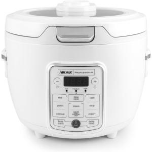 imageAROMA Professional Digital Rice Cooker 10Cup Uncooked  20Cup Cooked Slow Cooker Multicooker Steamer Oatmeal Cooker Auto Keep Warm SautthenSimmer 4 Qt White ARC1230W