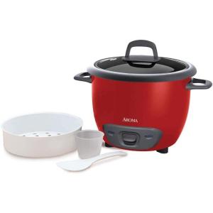 imageAroma Housewares 14Cup Cooked 7Cup UNCOOKED Pot Style Rice Cooker and Food Steamer ARC7471NGR  RedRed