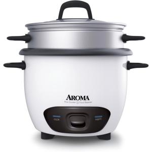 imageAroma Housewares 14Cup Cooked 7Cup UNCOOKED Pot Style Rice Cooker and Food Steamer ARC7471NGR  RedWhite