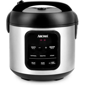 imageAroma Housewares ARC5200SB 2O2O Model Rice ampamp Grain Cooker Saut Slow Cook Steam Stew Oatmeal Risotto Soup 20 Cup 10 Cup uncooked Stainless SteelPro 4 Cup Uncooked Black