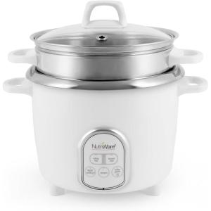 imageAroma Housewares NutriWare 14Cup Cooked Digital Rice Cooker and Food Steamer White14Cup Cooked Digital