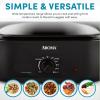 imageAROMA 18Qt Roaster Oven with SelfBasting Lid Fits 22lb Turkey Adjustable Temperature Settings Keep Warm Setting Black ART718BBlack