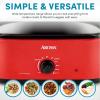imageAROMA 18Qt Roaster Oven with SelfBasting Lid Fits 22lb Turkey Adjustable Temperature Settings Keep Warm Setting Black ART718BRed