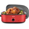 imageAROMA 18Qt Roaster Oven with SelfBasting Lid Fits 22lb Turkey Adjustable Temperature Settings Keep Warm Setting Black ART718BRed