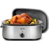imageAROMA 20Qt Roaster Oven with SelfBasting Lid Fits 24lb Turkey Adjustable Temperature Settings Keep Warm Setting Stainless Steel ART720SRoaster Oven