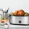 imageAROMA 20Qt Roaster Oven with SelfBasting Lid Fits 24lb Turkey Adjustable Temperature Settings Keep Warm Setting Stainless Steel ART720SRoaster Oven