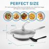 imageAROMA NonStick Stainless Steel Wok Pan with SelfBalancing Lid and Honeycomb SurfaceGuard Technology 125 Inches 5Qt