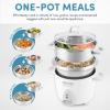 imageAroma Housewares 14Cup Cooked  3Qt Select Stainless PotStyle Rice Cooker ampamp Food Steamer OneTouch Operation Automatic Keep Warm Mode White ARC7571SG