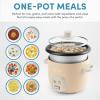 imageAroma Housewares 4Cups Cooked  1Qt Rice ampamp Grain Cooker ARC302NG WhiteMilk Tea