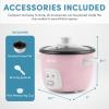 imageAroma Housewares 4Cups Cooked  1Qt Rice ampamp Grain Cooker ARC302NG WhitePink