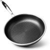 imageAROMA 10Inch Stainless Steel ampamp Nonstick Ceramic Frying Pan with Honeycomb Surface Scratch Protection