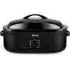 imageAROMA 18Qt Roaster Oven with SelfBasting Lid Fits 22lb Turkey Adjustable Temperature Settings Keep Warm Setting Black ART718BBlack