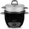 imageAroma Housewares 6Cup Cooked PotStyle Rice Cooker and Food Steamer Black ARC7431NGBBlack