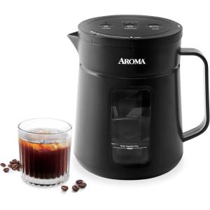 imageAROMA 5Minute Instant Cold Brew Coffee Maker with Pressure Infusion Cold Brew Coffee Carafe 17 OuncesBlack
