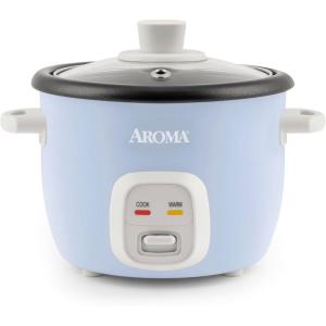 imageAroma Housewares 4Cups Cooked  1Qt Rice ampamp Grain Cooker ARC302NG WhiteBlue