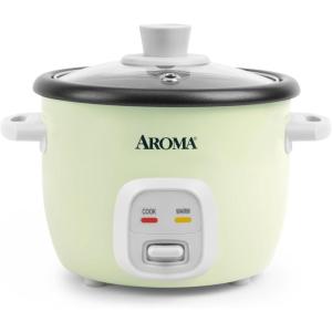 imageAroma Housewares 4Cups Cooked  1Qt Rice ampamp Grain Cooker ARC302NG WhiteLight Green