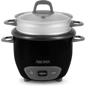 imageAroma Housewares 6Cup Cooked PotStyle Rice Cooker and Food Steamer Black ARC7431NGBBlack