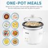 imageAROMA Housewares Mini Rice ampamp Grain Cooker and Egg Cooker Bundle  Cook Rice Grains Soup and Boil Eggs  Includes 4Cup Cooked Rice Cooker ARC302NG and XL 7Egg Capacity Steamer ampamp Poacher