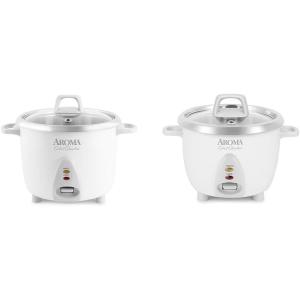imageAroma 14Cup and 6Cup Stainless Rice Cookers Bundle with Uncoated Pots ARC757SG and ARC753SG