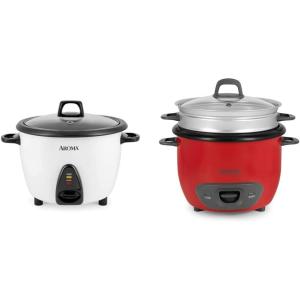 imageAroma Housewares ARC360NGP 20Cup PotStyle Rice Cooker ampamp Food Steamer White ampamp 14Cup Cooked 7Cup UNCOOKED Pot Style Rice Cooker and Food Steamer ARC7471NGR RedWhite