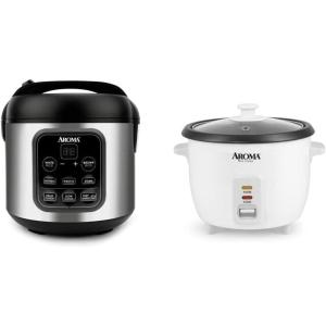 imageAroma Housewares ARC994SB Rice ampamp Grain Cooker Slow Cook Steam Oatmeal Risotto 8cup cooked4cup uncooked2Qt Stainless Steel ampamp Aroma 6cup 15 Qt One Touch Rice Cooker White 15 Qt