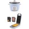 imageAROMA Housewares Mini Rice ampamp Grain Cooker and Waffle Maker Bundle  Cook Rice Grains and Make Waffles Paninis and Donuts  Includes 4Cup Cooked Rice Cooker and 3in1 Swap ampamp Flip Waffle Maker