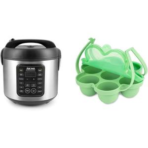 imageAROMA 20Cup Digital Rice Cooker and Egg Bite Mold Bundle  MultiGrain Cooker for Rice Grains and Egg Bites  Includes Rice Cooker ARC5200SB and Silicone Egg Bite Mold AAC002