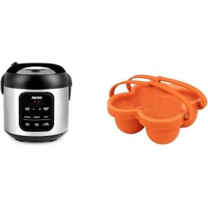 imageAROMA 8Cup Digital Rice Cooker and Egg Bite Mold Bundle  OnePot Cooking for Rice Grains and Egg Bites  Includes Rice Cooker ARC5204SB and Silicone Mold AAC001