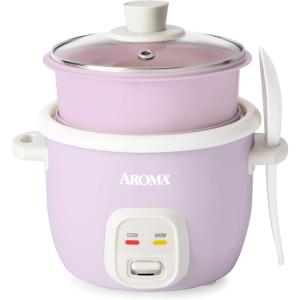 imageAROMA CoreCoat Rice Cooker with PopUp Food Steaming Basket 4 Cups Cooked 2 Cups UncookedLilac