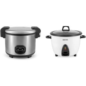 imageAroma Housewares 60Cup Cooked 30Cup UNCOOKED Commercial Rice Cooker Stainless Steel Exterior ARC1130S ampamp ARC360NGP 20Cup PotStyle Rice Cooker ampamp Food Steamer White