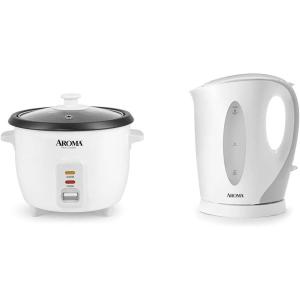imageAroma Housewares Aroma 6cup cooked 15 Qt One Touch Rice Cooker White ARC363NG 6 cup cooked 3 cup uncook 15 Qt ampamp with EasyPour Handle and DripFree Spout in White and Grey Water Kettle