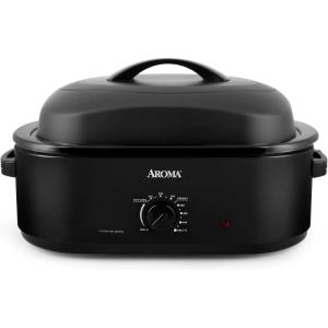 imageAroma 18Quart Electric Roaster Oven Black with HighDomed Lid  1 Roaster Oven Brand in the US  Fits up to 24 lb turkey