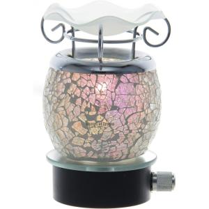 imageVariation Color Cracked Crystal Design Decorative Glass Electric Plugin Fragrance Lamp Aromatherapy Oil WarmerBurner Night Light in Gift Box  Mt044 White Glow