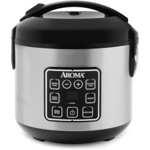 imageAROMA 8Cup Cooked  2 Qt Digital Rice ampamp Grain Multicooker Durable Nonstick Inner Pot Oatmeal Steam White ampamp Brown Rice Keep WarmClassic 4 Cup Uncooked