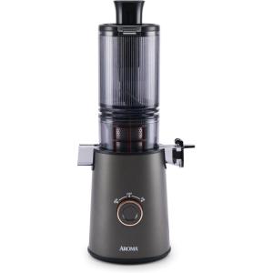 imageAROMA Cold Press Juice Machine Slow Masticating Fruit and Vegetable Juicer for Home with Large 4Inch Feeder and Double Pulp FilterGray