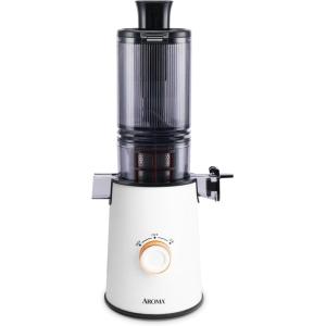 imageAROMA Cold Press Juice Machine Slow Masticating Fruit and Vegetable Juicer for Home with Large 4Inch Feeder and Double Pulp FilterWhite