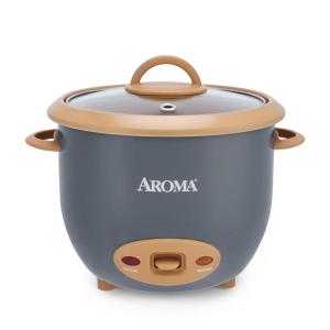 imageAROMA 6Cup Cooked OneTouch Pot Style Rice Cooker with CoreCoat PFASFree Nonstick Ceramic Surface 15 QuartsGray