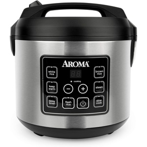 image:imageAROMA 6Cup Uncooked 12Cup Cooked Slow Cook Rice Cooker and Brown Rice Cooker with LiftOut Pot Handles and Silicone Storage Lid PFASFree Ceramic CoatingBasic