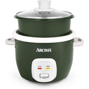 image:imageAROMA CoreCoat Rice Cooker with PopUp Food Steaming Basket 4 Cups Cooked 2 Cups UncookedDeep Pine