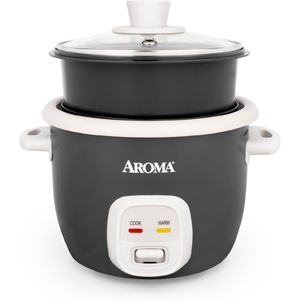 image:imageAROMA CoreCoat Rice Cooker with PopUp Food Steaming Basket 4 Cups Cooked 2 Cups UncookedLava Rock